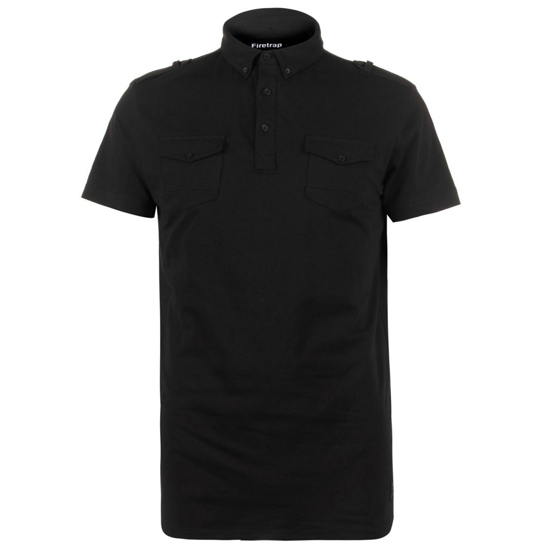 Mens Firetrap Double Pocket Polo Shirt Slim Fit Short Sleeve New 