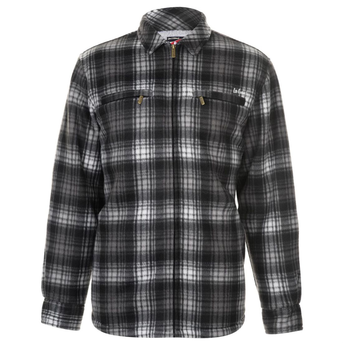 Lee Cooper Fleece Lined Zipped Shirt Mens Gents Full Length Sleeve ...