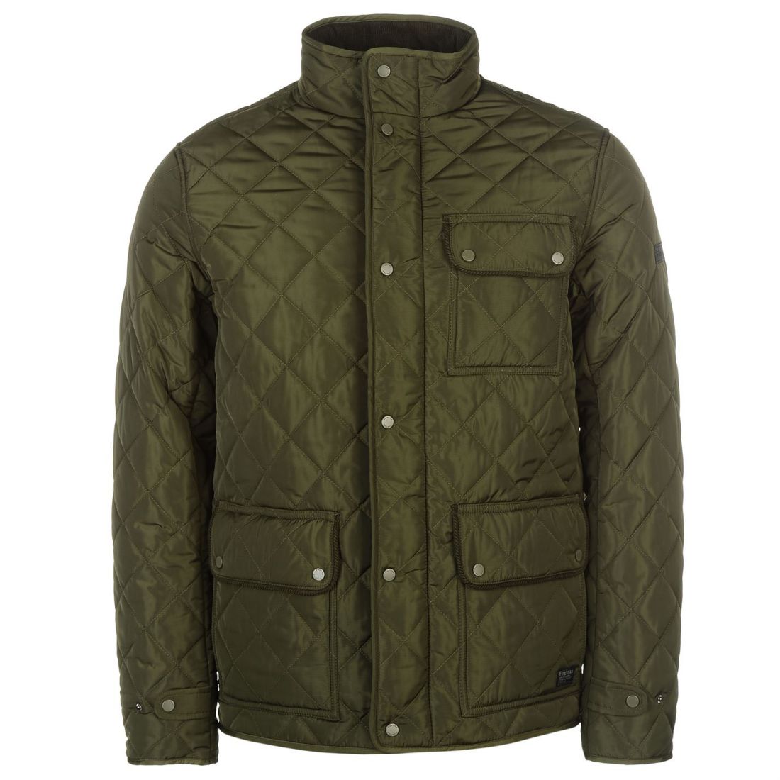 Firetrap Kingdom Jacket Mens Gents Quilted Coat Top Full Length Sleeve ...