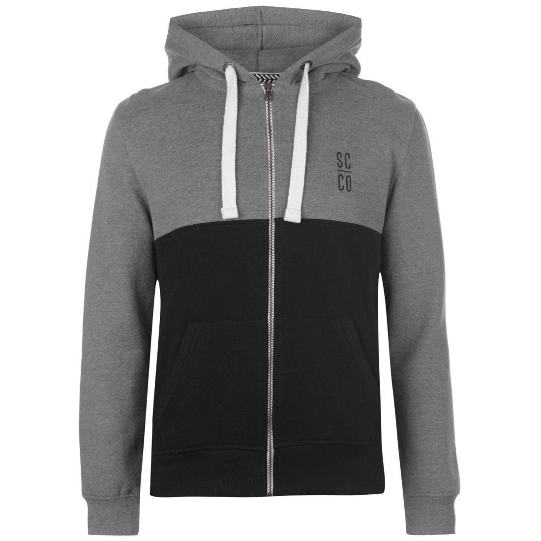 SoulCal Colour Block Zip Hoodie Mens Gents Hoody Hooded Top Full Length ...