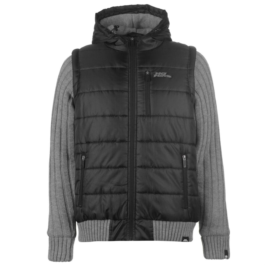 no-fear-mens-knitted-sleeve-jacket-puffer-coat-top-hooded-zip-full-warm-ebay