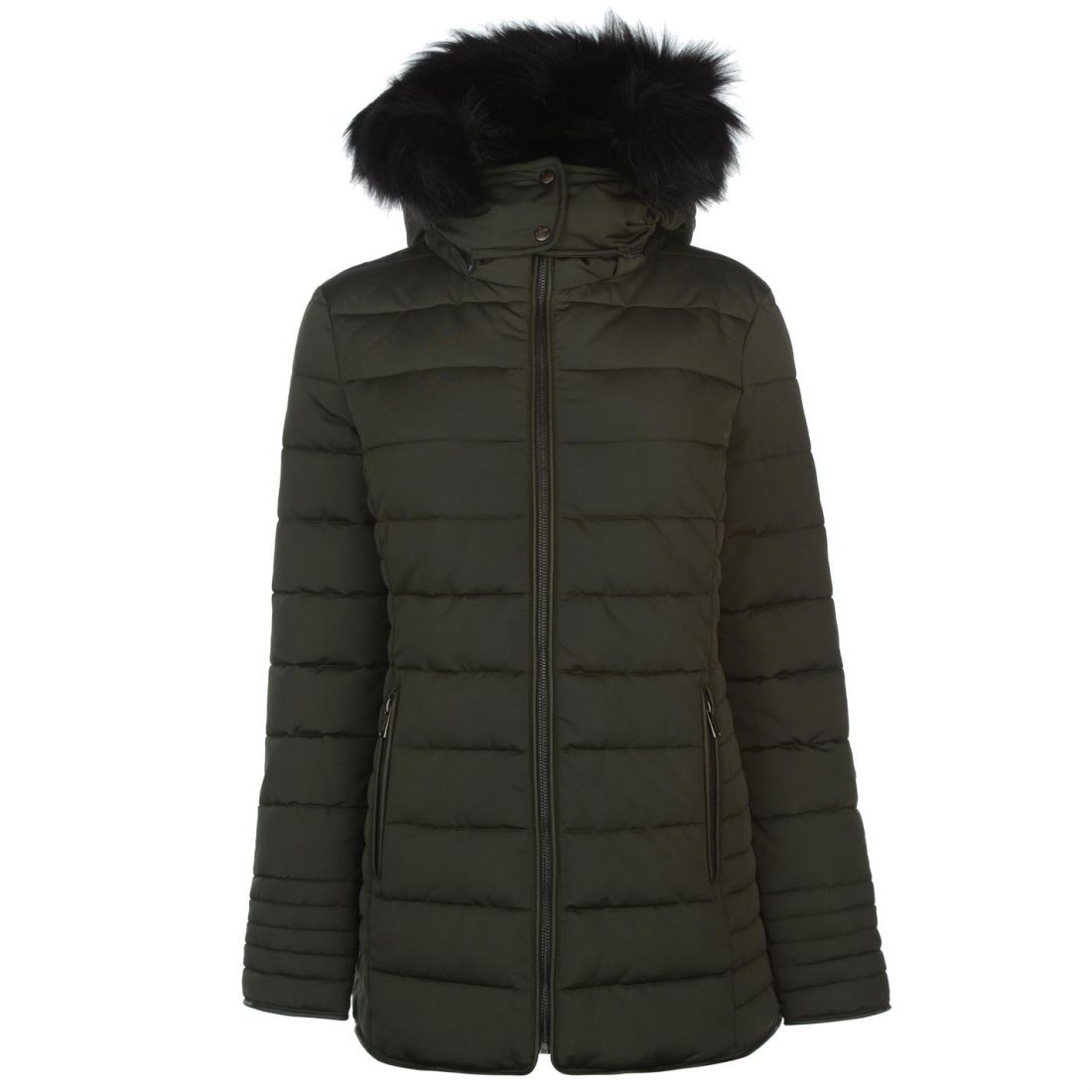Firetrap Womens Luxe Bubble Jacket Puffer Coat Top Hooded Zip Fur Trim ...