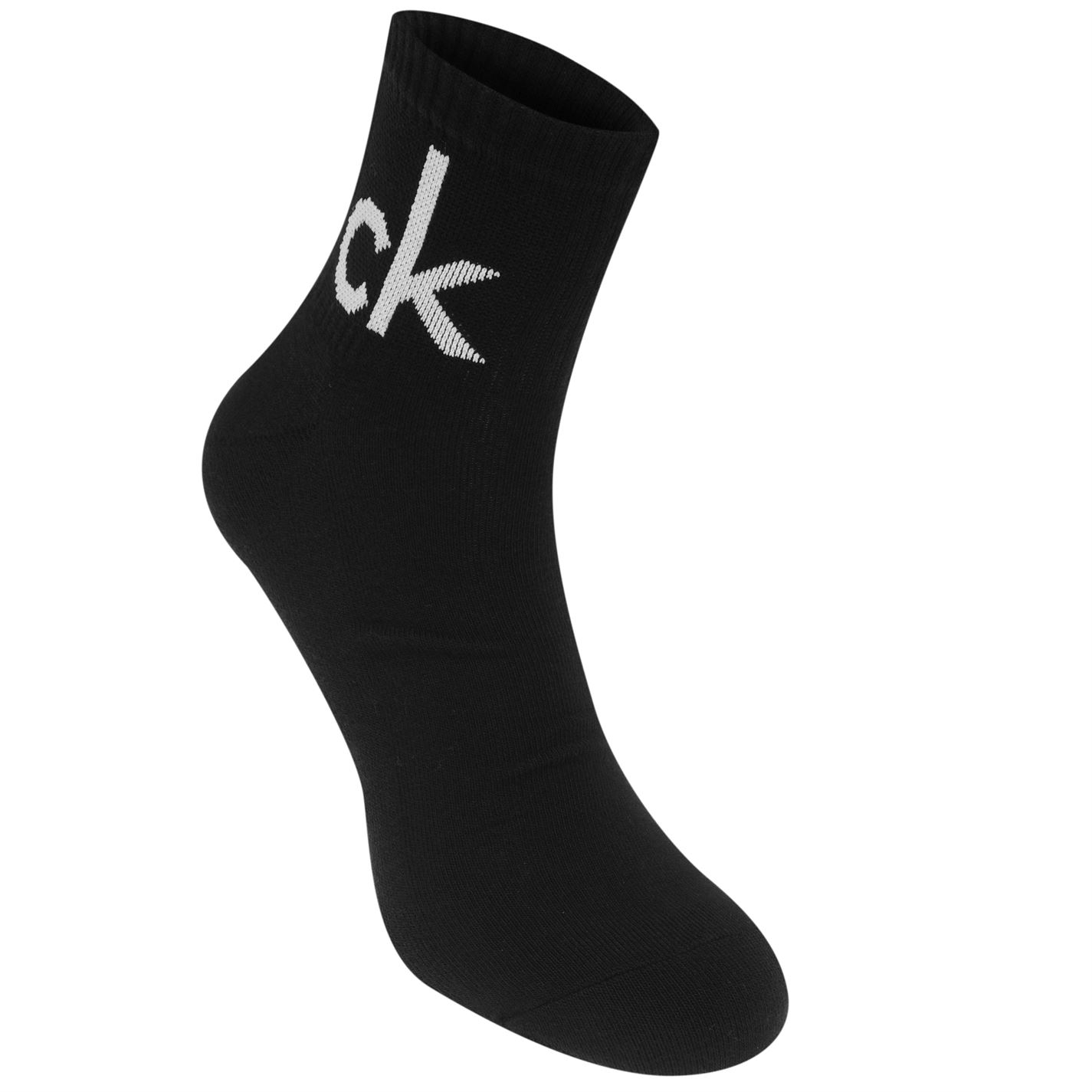 Mens Calvin Klein Quarter Logo 3 Pack Socks Crew To