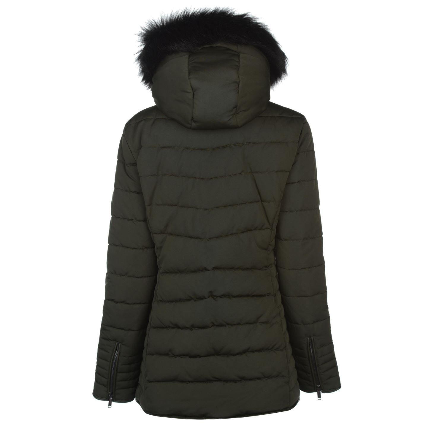 Firetrap Womens Luxe Bubble Jacket Puffer Coat Top Hooded Zip Fur Trim ...